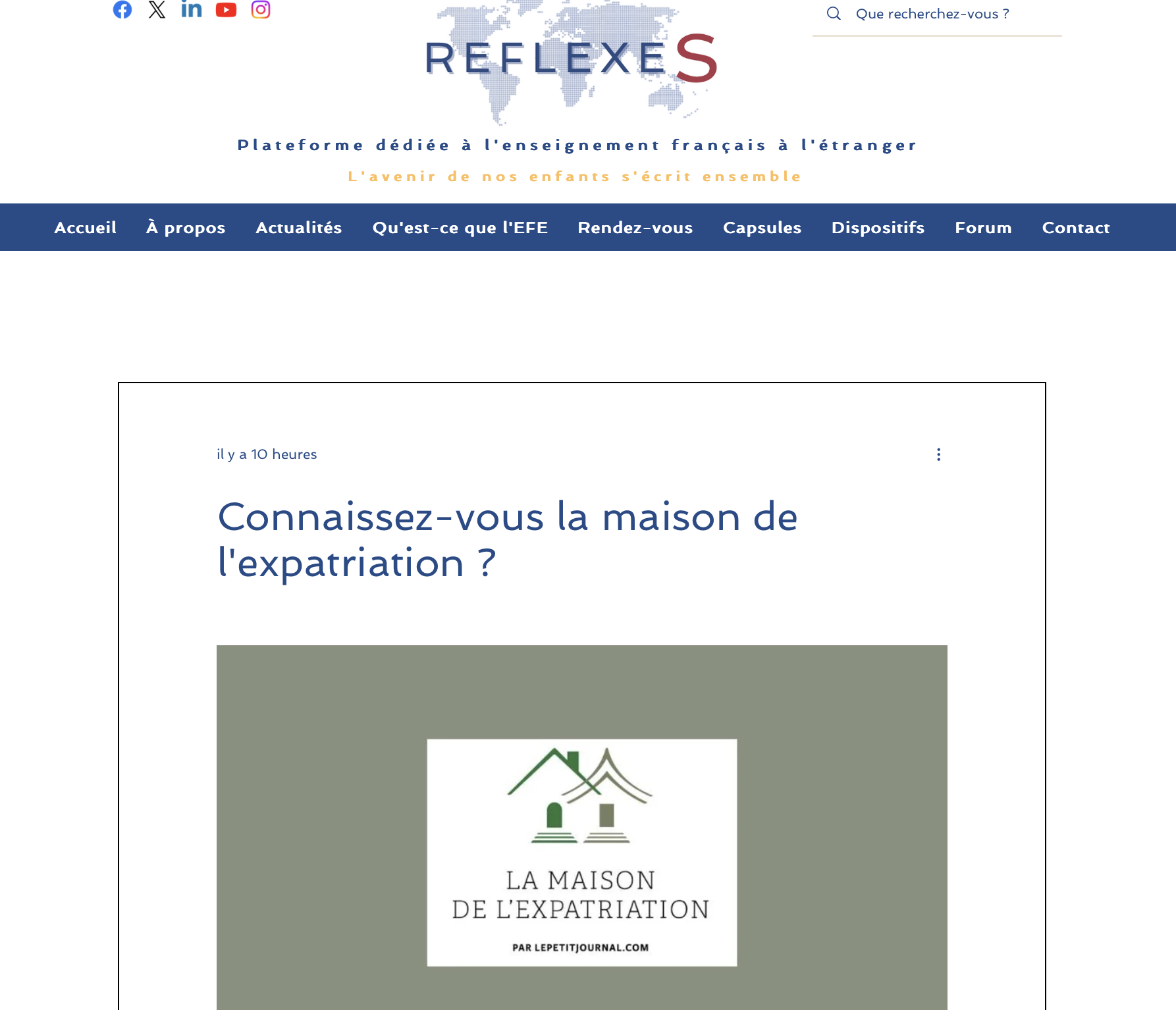 La plateforme consacrée à l'enseignement français à l'étranger ReflexeS